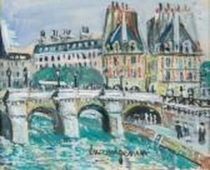 Le Pont Neuf A Paris by Lucien Genin