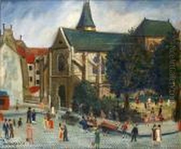 Paris, Place Animee Devant L""eglise - view 1