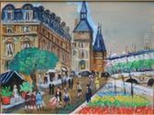 Marche Aux Fleurs Sur Les Quais De Seine by Lucien Genin