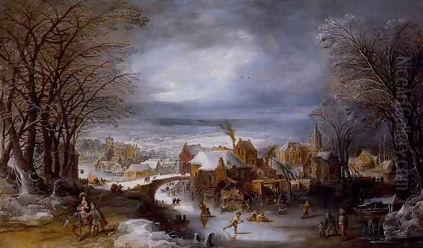 A Winter Landscape With The Flight Into Egypt by Joos De Momper