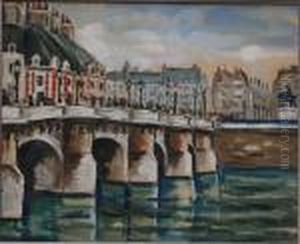Le Pont Neuf Et La Statue D'henri Iv Gouache