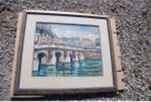 Le Pont-neuf Et La Statue D'henri Iv Gouache Sur Papier Signee Enbas A Droite 42 by Lucien Genin