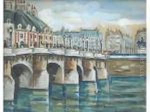Le Pont-neuf Et La Statue D Henri Iv Gouache Sur Papier Signee Enbas A Droite 42