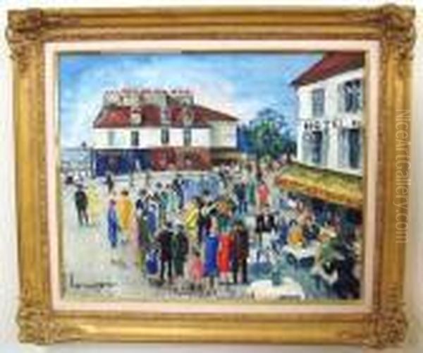 Cafe' Street Scene With Musicians - view 1