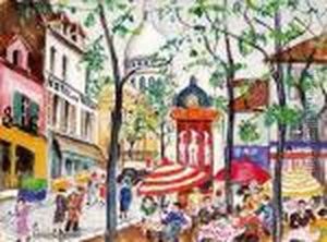 La Place Du Tertre, Le Sacre Coeur, Circa 1940 by Lucien Genin