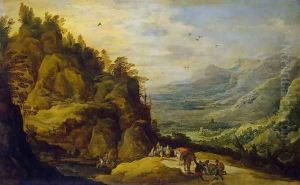 Mountainous Landscape with Figures and a Donkey