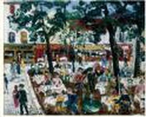 La Place Du Tertre A Montmartre by Lucien Genin
