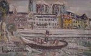 View Of Notre Dame From The Seine by Lucien Genin
