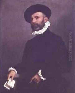 Portrait of a Man holding a Letter 1570-75 by Giovanni Battista Moroni