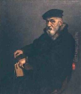 Portrait of an old man with a book possibly Giovan Battista Seradobati an Italian notary post 1575 by Giovanni Battista Moroni
