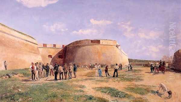 Playing Bowls in the Fosse at Antibes 1885 - view 1