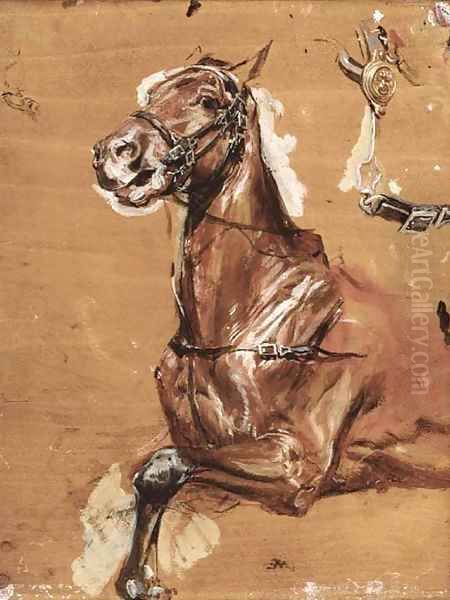 A study of a bridled horse - view 1