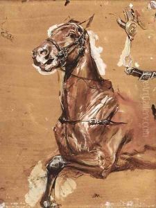 A study of a bridled horse by Jean-Louis-Ernest Meissonier