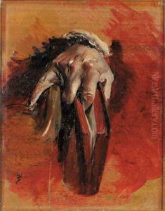 Study of a hand with book by Jean-Louis-Ernest Meissonier