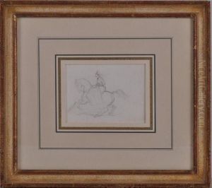 A Woman On Horsback (une Amazone) And A Study Of A Horse's Head: 
A Double-sided Drawing