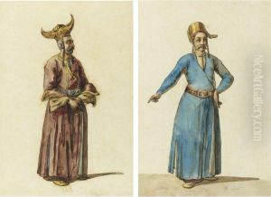 Un Oriental En Robe Grenat (recto) And Un Oriental En Robe Bleue(verso)