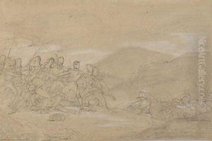 Scene De Batailleentre Soldats Francais Et Autrichiens Pendant L'epoquerevolutionnaire