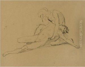 Study For The Figures Of Father And Son In The Raft Ofthe Medusa by Theodore Gericault