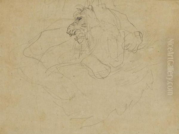 A Lion Snarling - view 1