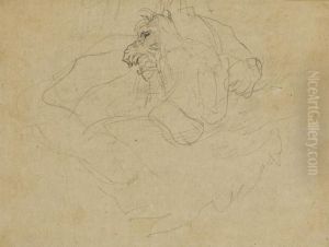 A Lion Snarling by Theodore Gericault