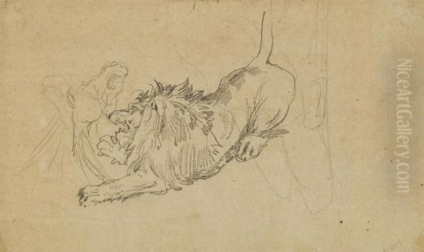 A Lion Attacking A Horse - view 1
