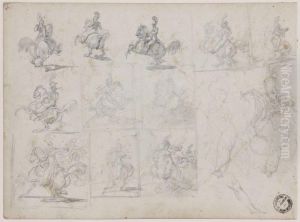 Etudes De Cavaliers Et Trois Croquis