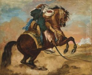 Turc Monte Sur Un Cheval Alezan Brule