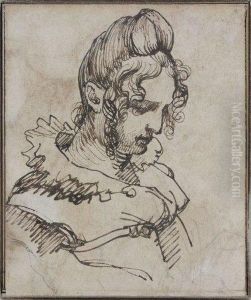 Portrait De Jeune Femme De Trois Quarts En Buste by Theodore Gericault