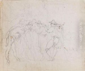 Verso: Etude De Cavaliers Et Troupeau De Taureaux, Et Etude De Paysans Italiens
