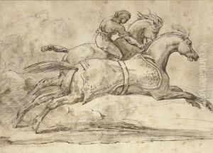Two Horses Galloping, One With A Rider