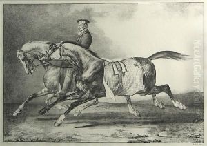 Deux Chevaux Gris Pommele Que L'on Promene, From Etudes De Chevaux by Theodore Gericault