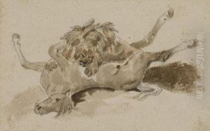 Un Lion Devorant Un Cheval by Theodore Gericault