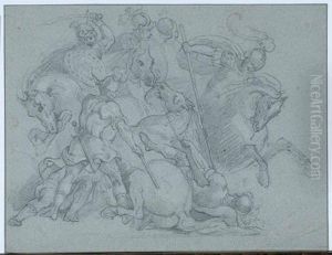 Combat De Cavaliers, Vers 1809-1812 by Theodore Gericault