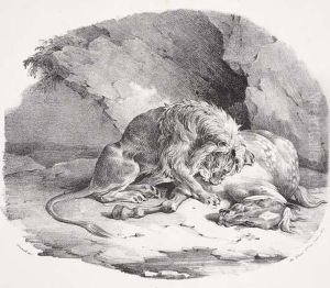Cheval Devore Par Un Lion by Theodore Gericault