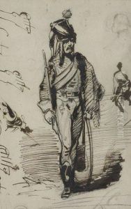 Study Of A Standing Soldier by Theodore Gericault