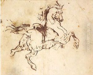 Cheval, Anterieur Droit Leve, Circa 1812. by Theodore Gericault