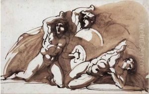 Le Combat De Gladiateurs Ou Guerriers Effrayes A Terre by Theodore Gericault