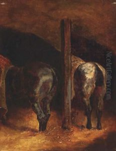Deux Chevaux Dans Une Ecurie by Theodore Gericault