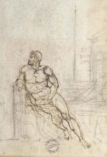 A Nude Turned To The Left, Seated On A Bench - view 1