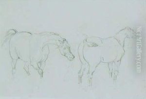 Deux Etudes De Chevaux by Theodore Gericault