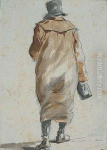 Homme Vu De Dos, Tenant Un Pot De Biere by Theodore Gericault