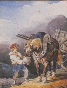 Enfant Donnant A Manger A Un Cheval by Theodore Gericault
