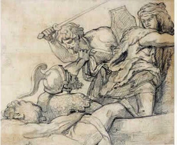 Etude D'apres La Bataille De Constantin De Raphael - view 1