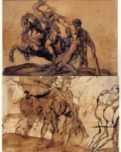 Le Combat D'hercule Et Hippolyta, Reine Des Amazones by Theodore Gericault