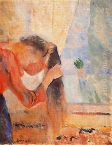 Girl Combing Her Hair