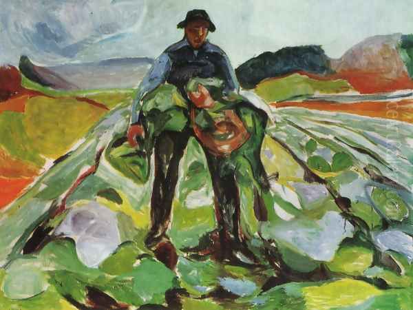 Man in a field of cabbages 1916 - view 1
