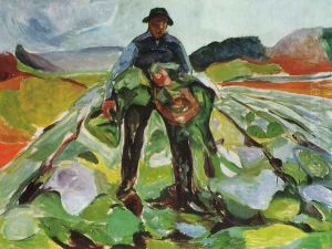 Man in a field of cabbages 1916