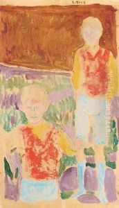 Johan Martin og Sten Stenersen by Edvard Munch