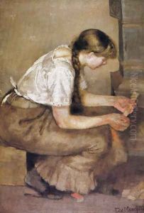 Girl Kindling a Stove by Edvard Munch