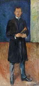 Self-Portrait with Brushes by Edvard Munch